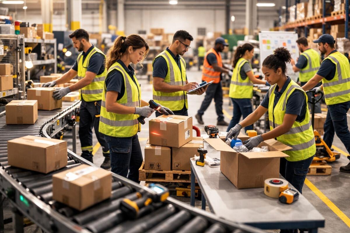 Warehouse team fulfilling customer orders